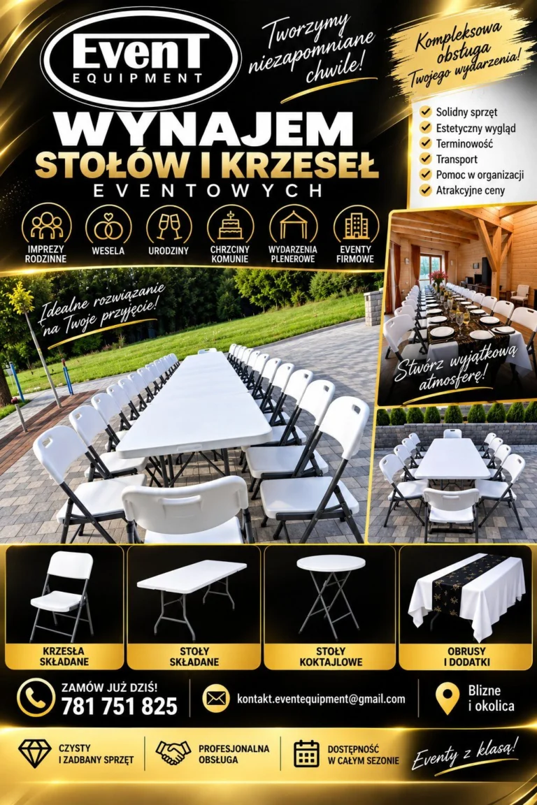 Stoły i krzesła bankietowe - wynajem