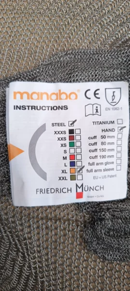 Zestaw Rękawic masarskich/ochronnych MANABO stal nierdzewna 6 szt. i kolczuga/fartuch masarski.