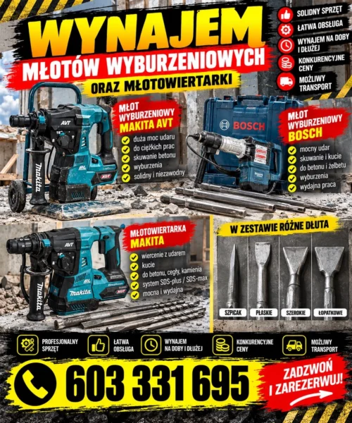 Wynajem sprzętu budowlanego Sanok Brzozów i okolice Odkurzacz budowlany żyrafa