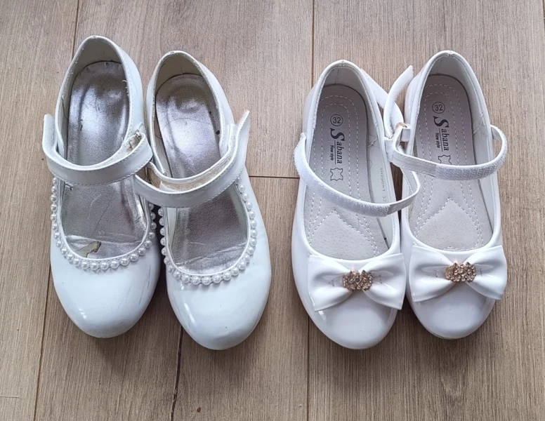Alba Komunijna dla dziewczynki, 2x buty, torebka, wianek komplet